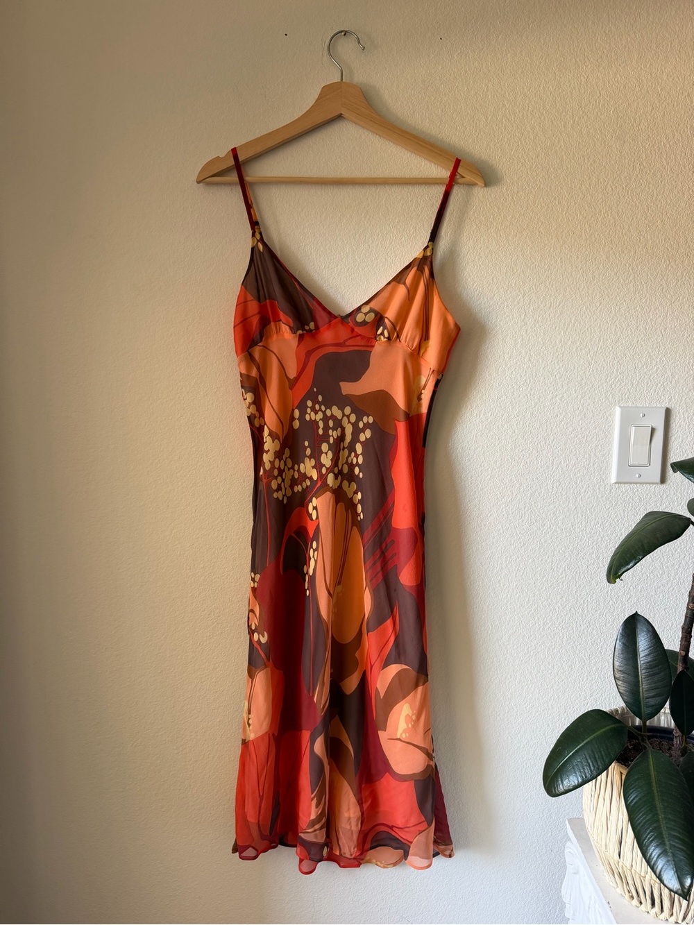 Theory silk Red & Orange Print Dress